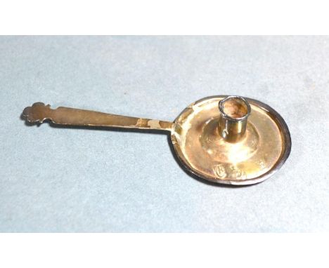 A Queen Anne Silver Miniature Chamber Stick, London 1712, 10 cms long 