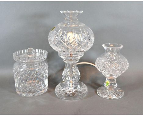 A Waterford Cut Glass Table Lamp together with various other glassware 