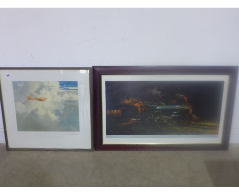 Two framed and glazed prints - The Comet - signed Norman Wilkinson, The Night King signed Terence Cuneo
Condition report: Gla