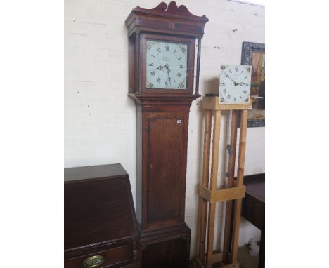 A 30 hour oak case longcase clock with a painted dial by J. Blakeway Rushbury - Roman Numerals to chapter ting, Arabic at 60,