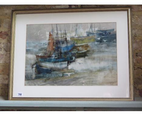 Frederick Donald Blake R.I., R.S.M.A. - 1908 - 1997 - The Squall - mixed media with scratching out and varnish, signed - 15 1