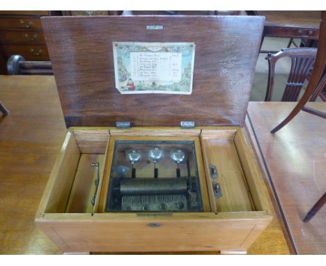 A music box playing eight aires and three bells - in working order with not teeth broken