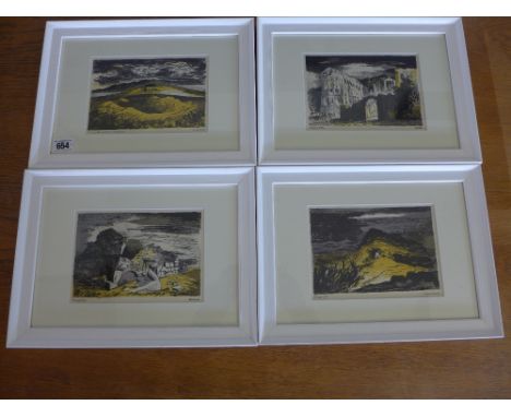John Piper original auto lithograph - Landscapes - ref. Levinson 1944 - four in each set 