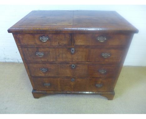 A restored 18th century walnut five drawer chest on bracket feet 94cm wide x 90cm tall x 52cm deep