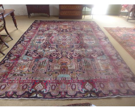 A blue ground fine handmade Persian Tabriz carpet - 4.00 m x 3.00 m