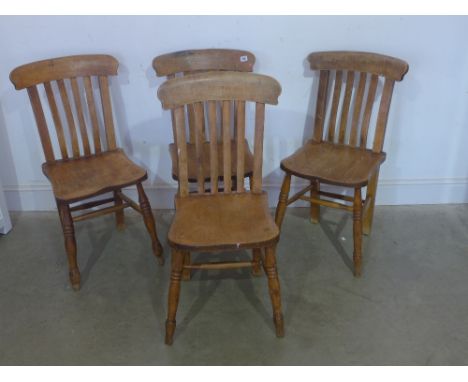 A set of four 19th century stick back Windsor slat back chairs - Normal wear and tear/scuffs, sound condition