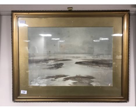 Thomas Swift Hutton : Seagulls at low tide, watercolour, signed, framed