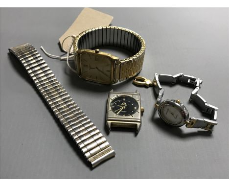 A gent's Rotary wrist watch on bracelet strap, A Charles Dior watch face and a lady's hall marked wrist watch 