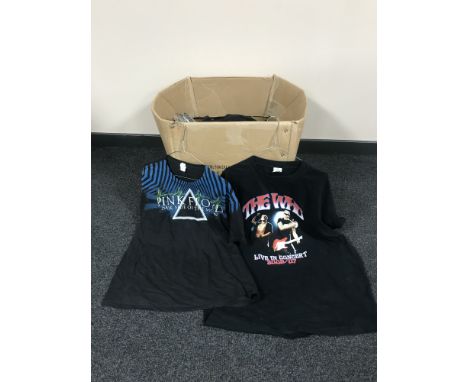 A box of music tour t/shirts - The Who, Pink Floyd, Led Zeppelin etc 