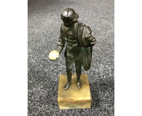 A bronze figure of Hamlet on onyx base 