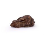 IN THE MANNER OF FERDINAND PAUTROT, A BRONZE MODEL OF A RABBIT LYING DOWN