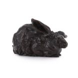 FERDINAND PAUTROT (FRENCH, 1832-1874), A BRONZE MODEL OF A RABBIT