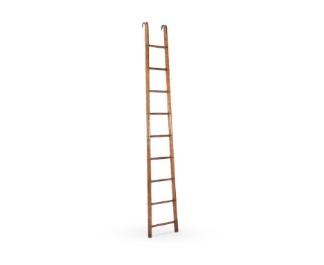 AN ASH LIBRARY LADDER PROBABLY SECOND HALF 19TH CENTURY 238cm high overall