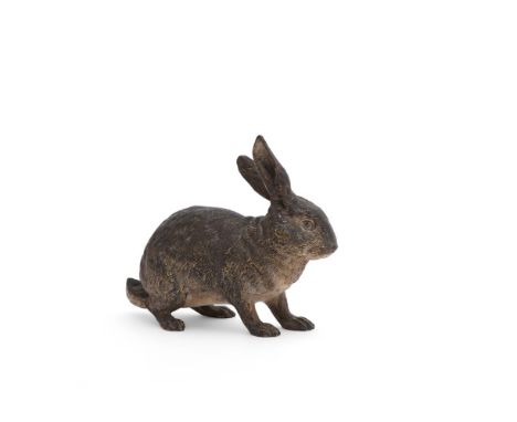 FRANZ XAVIER BERGMAN (1861-1936) A LARGE COLD PAINTED MODEL OF A RABBIT LATE 19TH/EARLY 20TH CENTURY Naturalistically modelle