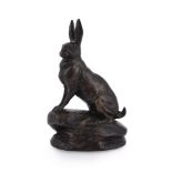 CLOVIS-EDMOND MASSON (FRENCH, 1838-1913), A BRONZE MODEL OF AN ALERT HARE