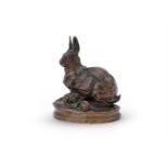 ALPHONSE-ALEXANDRE ARSON (FRENCH, 1822-1895), A BRONZE MODEL OF A RABBIT SUCKLING