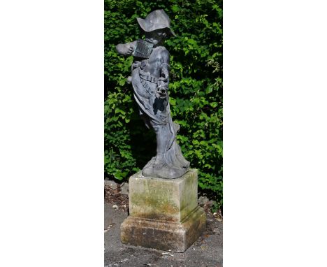 WALTER GILBERT FOR THE BROMSGROVE GUILD- A RARE LEAD FIGURE 'THE SNAKE CHARMER' CIRCA 1908 Depicted standing, playing pan pip