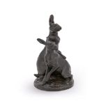 VICTOR PETER (FRENCH, 1840-1918), A BRONZE MODEL OF TWO ALERT HARES