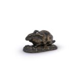 IN THE MANNER OF ANTOINE-LOUIS BARYE, A BRONZE MODEL OF A CROUCHING RABBIT