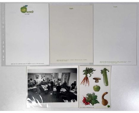 An assortment of Apple Corps stationery to include: a 'Stick A Garen On Something You Love' sticker set, five sheets of lette