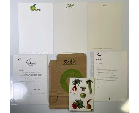 Apple ephemera to inc: six unused 'Stick a Garden..' stickers, a flat / unglued Apple Records card mailing box, three pieces 