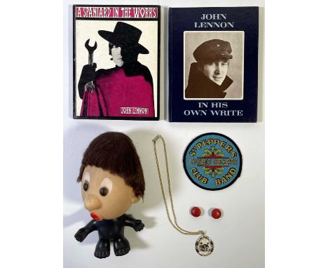 Beatles collectables to inc: first edition hard cover copies of 'A Spaniard In The Works' and 'In His Own Write', 1960s portr