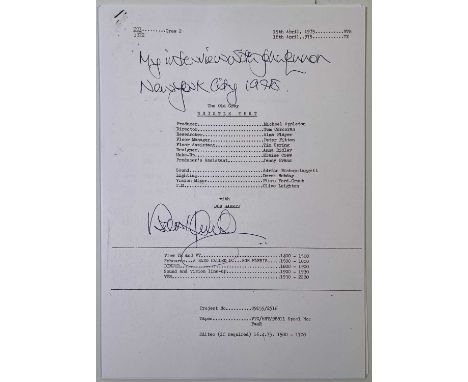 A later facsimile copy of the running sheet for an episode of The Old Grey Whistle Test, broadcast in April 1975 with an inte