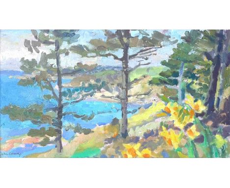 John HARVEY (1935) View From St Anthony Head   Oil on boardSignedTitled and dated 1997 to the verso23cm x 40.5cm, 39cm x 57cm