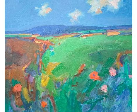 John MILLER (1931-2002) West Penwith Summer  Oil on canvas, signed, further signed and inscribed to verso, 76 x 85cm, framed 