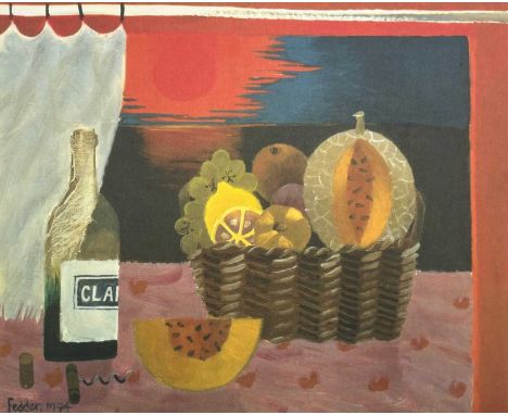 Mary FEDDEN (1915-2012) Red Sunset, 1994 Lithograph, signed, numbered 426/500, published by Bow Art (embossed stamp), image s