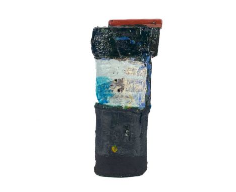Ken SPOONER (1942) Sculptural Form Ceramic, incised initials, 26cm tall, with exhibition flyer.