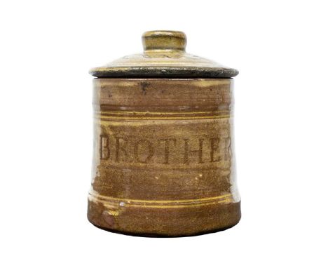 Bernard Howell LEACH (1887-1979) A tobacco jar This early earthenware St Ives lidded jar is inscribed BROTHER BILL - HIS BACC