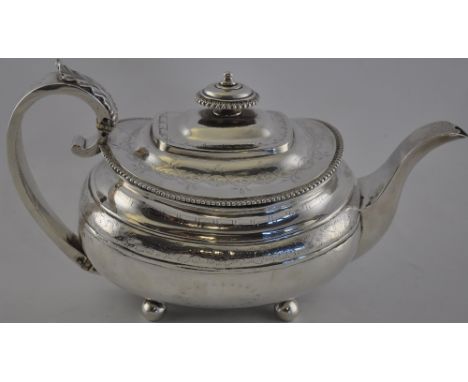 A Georgian silver teapot, hallmarked London 1818 by Solomon Hougham