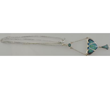 A silver and enamel set necklace.