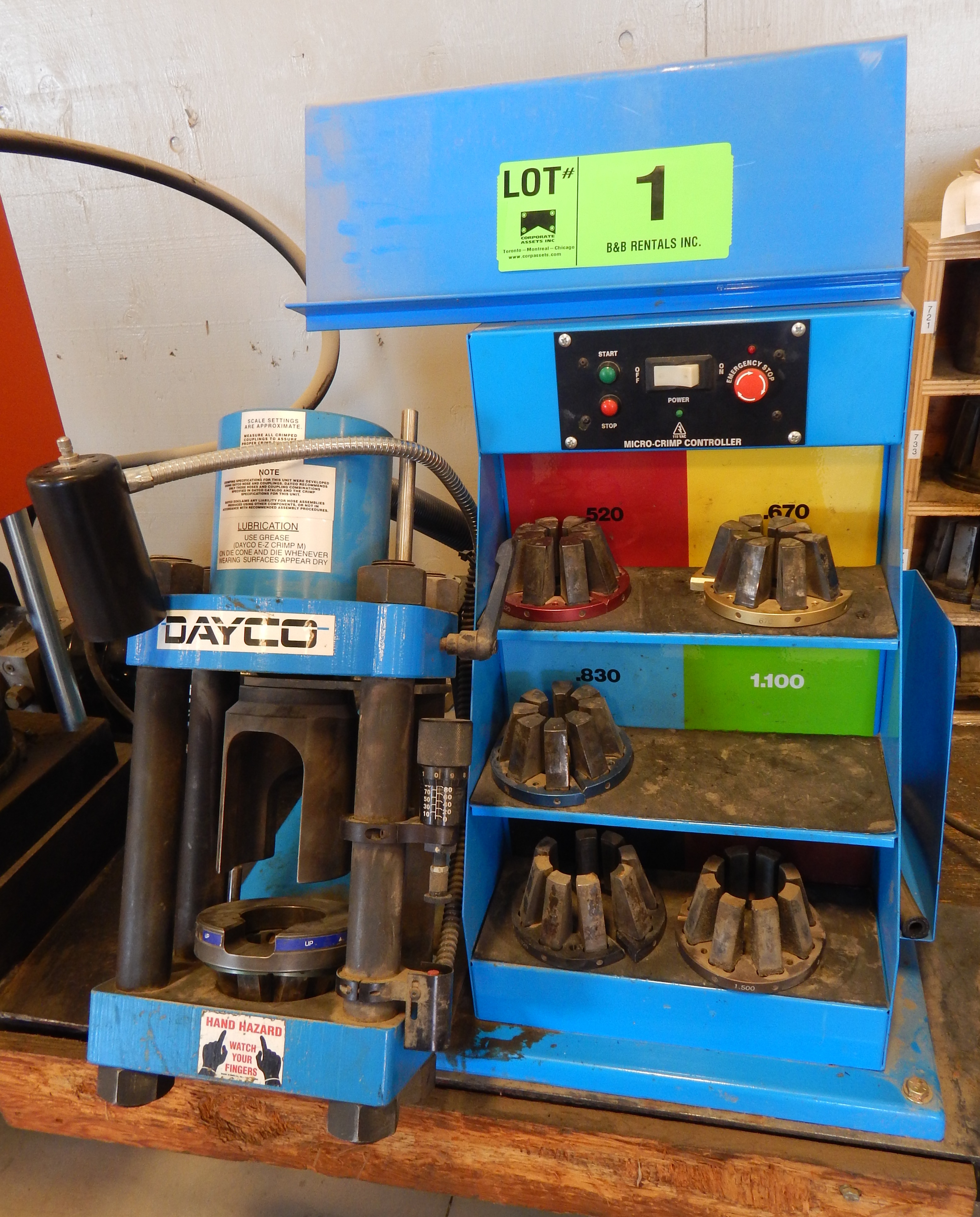 DAYCO MICRO CRIMP DIGITAL BENCH TYPE HYDRAULIC HOSE CRIMPER WITH