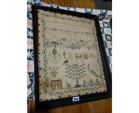 A 19th Century Woolwork Pictorial Sampler, Dated 1831 