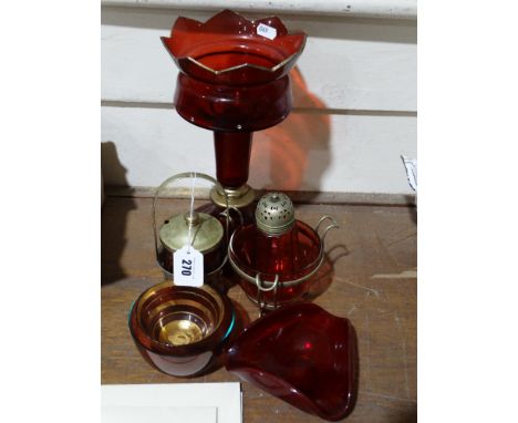 A Quantity Of Ruby & Cranberry Tinted Glassware (7)                             