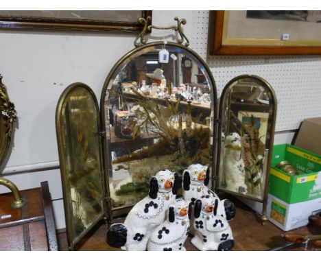 A Brass Framed & Mirrored Fire Screen                                           