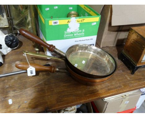 Three Vintage Copper Finish Frying Pans                                         
