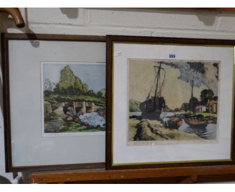 A Coloured Etching, Titled Red Wharf Bay, Anglesey, By James Priddy, Signed In Pencil, Together With A James Priddy Engraving