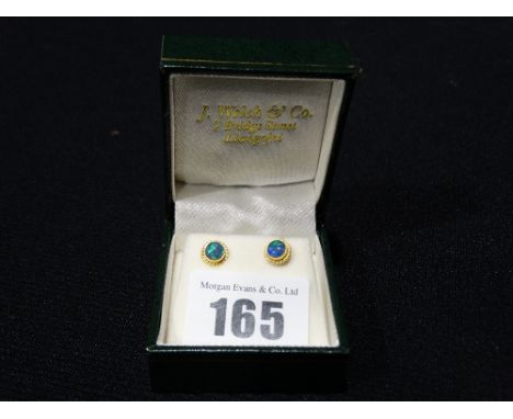 A Pair Of 18ct Gold Set Opal Earrings                                           