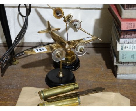 Two Cast Brass Model Ww2 Bomber Aircraft Together With A Brass Button Cleaning Bar Etc                                       