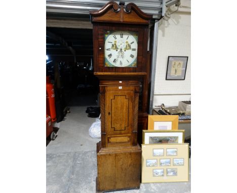 An Oak & Mahogany Encased Long Case Clock, The Square Painted Dial With Eight Day Movement, Signed John Parry, Tremadoc      