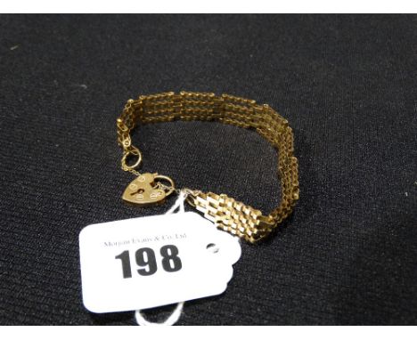 A 9ct Gold Bar Gate Bracelet With Heart Shaped Padlock                          