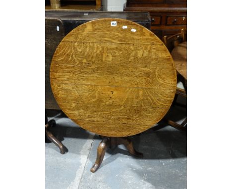 A 19th Century Oak Circular Topped Tripod Table                                 