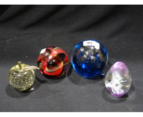 Four 20th Century Glass Paperweights, Including Caithness                       