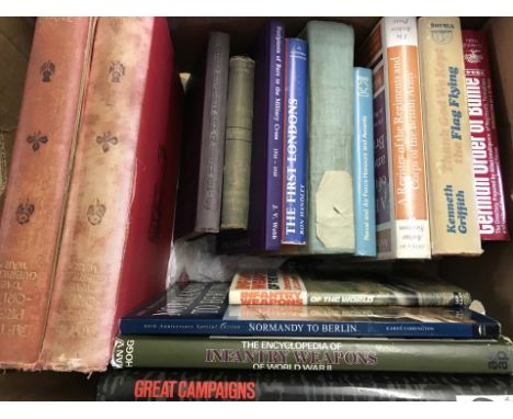 A box of assorted military related books, mostly hardback. Approx. 15 in total. To include After Pretoria, The Encyclopaedia 
