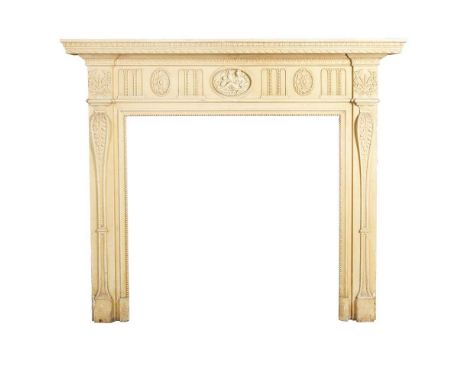 With egg and dart moulded shelf above a neoclassical friezeexterior 158cm wide, 141cm high, 18.5cm deep; inner 101cm wide, 10