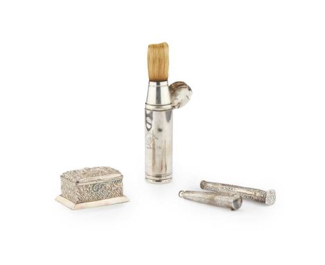 To include: a small stamp box; a small patch box; a German 19th century; a needle case; a seal terminal; a cased shaving brus
