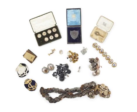 To include: a gilt metal mounted bracelet; a gilt metal buckle; a silver-gilt presentation key; livery buttons; a and three p